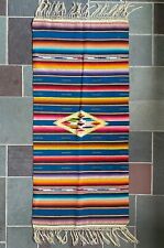 Vintage 1940s Mexican Saltillo Serape Wool Runner Textile picture