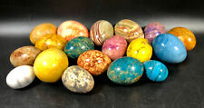 18 Carved Alabaster Eggs Lot Collection ~ Easter Egg Varied Colors Sizes picture