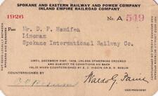 1926 Spokane & Eastern Railway, Inland Empire Railroad employee pass picture