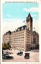 Post Office Department Building Washington DC Old Cars WB Cancel WOB Postcard picture