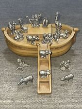 Vintage Hudson Fine Pewter Noah's Ark Collection Of  18 Pieces Great Condition picture