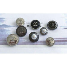 CHANEL Vintage Buttons Round type White/Silver/Black 15-20mm Set of 8 picture