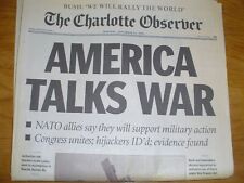 THE CHARLOTTE OBSERVER NEWSPAPER 9/11 ATTACK COVERAGE DATED 9-13-2001 picture