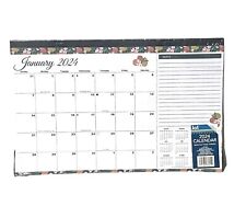 2024 DESK CALENDAR Flower Trim 11” X 17” 12 Month Desk Calendar picture