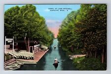 Cadillac MI-Michigan, Canal At Lake Mitchell, Antique, Vintage Postcard picture