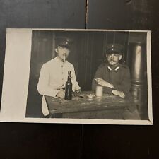 WWI RPPC German Soldiers Mustaches Collar Tabs downtime Wine Cigarettes UNP picture