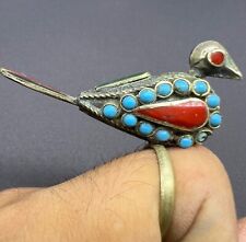 Rare Antique Old Mixed Slivered Beautiful Bird With Naturel Stone Unique Ring picture