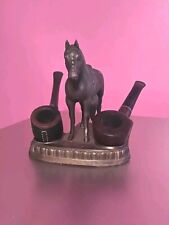 Vintage Brass Horse Pipe Stand With 2 Pipes  picture