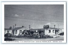 c1930's Silver State Motel Federal Blvd. Cars Scene Denver Colorado CO Postcard picture