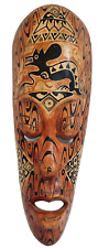 African Wood Tribal Wall Mask Art Decor Hand Painted Figural 12.5” picture