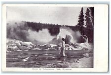 c1920 Scene River Lake Woman Yellowstone Park Wyoming Vintage Antique Postcard picture