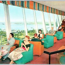 Jumbo c1950s Miami, FL Columbus Hotel Birds Eye Chrome Postcard Oversized 1T picture