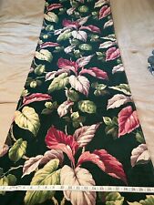 Vintage 1940’s Cotton Fabric Drapery Panel Green Leaf 1950’s Curtain Tropical picture