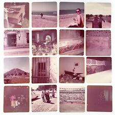 Vintage Found Square Color Snapshot Lot 1970s Mexico Beach Bullfight Bed B3535 picture