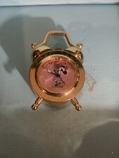 Vtg Disney Minnie  Mouse Miniature Alarm Clock Style Collectible Gold Tone Pink picture