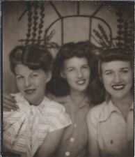 Three Ladies Photograph 1940s Photobooth Vintage Pretty Young Smiling 3 x 3 1/2 picture