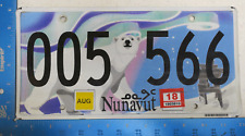 Nunavut License Plate 2018 Passenger Graphic Bear Tag 18 005566 5566 picture