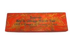 Vintage 1933 Chicago Worlds Fair Souvenir Century of Progress Brass Key- picture