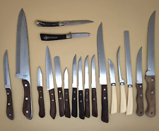 VINTAGE LOT OF 18: Kitchen Knife Knives Full Half Tang MCM Wood Handle Ecko MORE picture