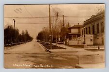 Cadillac MI-Michigan, RPPC, Chapin Street Scenic View, Vintage c1910 Postcard picture