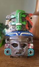 Handcarved Wooden Aztec Mayan Mask w/ Animal Design Wall Art picture