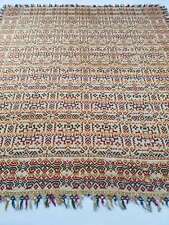 Antique American Reversible Jacquard Loomed Woolen Coverlet 245x215cms picture