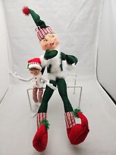 Annalee 2005 Christmas Green Elf 22” and Annalee 2011 White Shimmermint 9