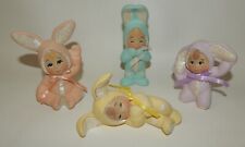 Adorable Set 4 Ceramic Little Babies in Pastel Bunny Suits picture
