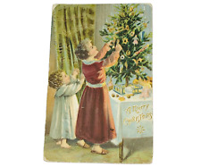 1908 Christmas Embossed Postcard Children Tree Toys picture