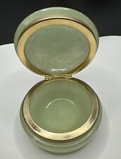 Vintage Genuine Alabaster Trinket Box Countryside Hand Carved - Made In Italy 3” picture