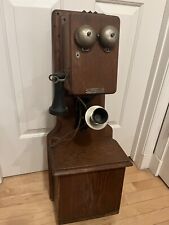 RARE Antique c1900 Farr Chicago Oak Crank Wood Wall Telephone Complete, NR picture