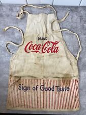 Vintage 1957 Coca Cola Vendor Apron Sign Of Good Taste Pinstripe Pockets RARE picture