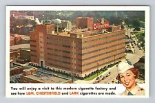 Durham NC-North Carolina, L&M Chesterfield Factory, Antique Vintage Postcard picture