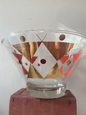 Vintage 1950‘s Gay Fad ‘Moon’ Pattern Salad Or Snack Bowl Atomic Red Gold MCM picture