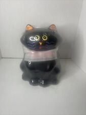 Whimsical Black Cat Cookie Jar With Red Bow Tie Halloween Felix Cat  10