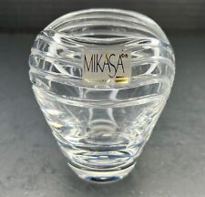 Vintage Art Deco Mikasa Yugoslavia Petite Mini Crystal Clear Glass Vase 3.75” picture