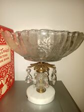 Vintage Made In Italy Brass And Crystal Bowl picture