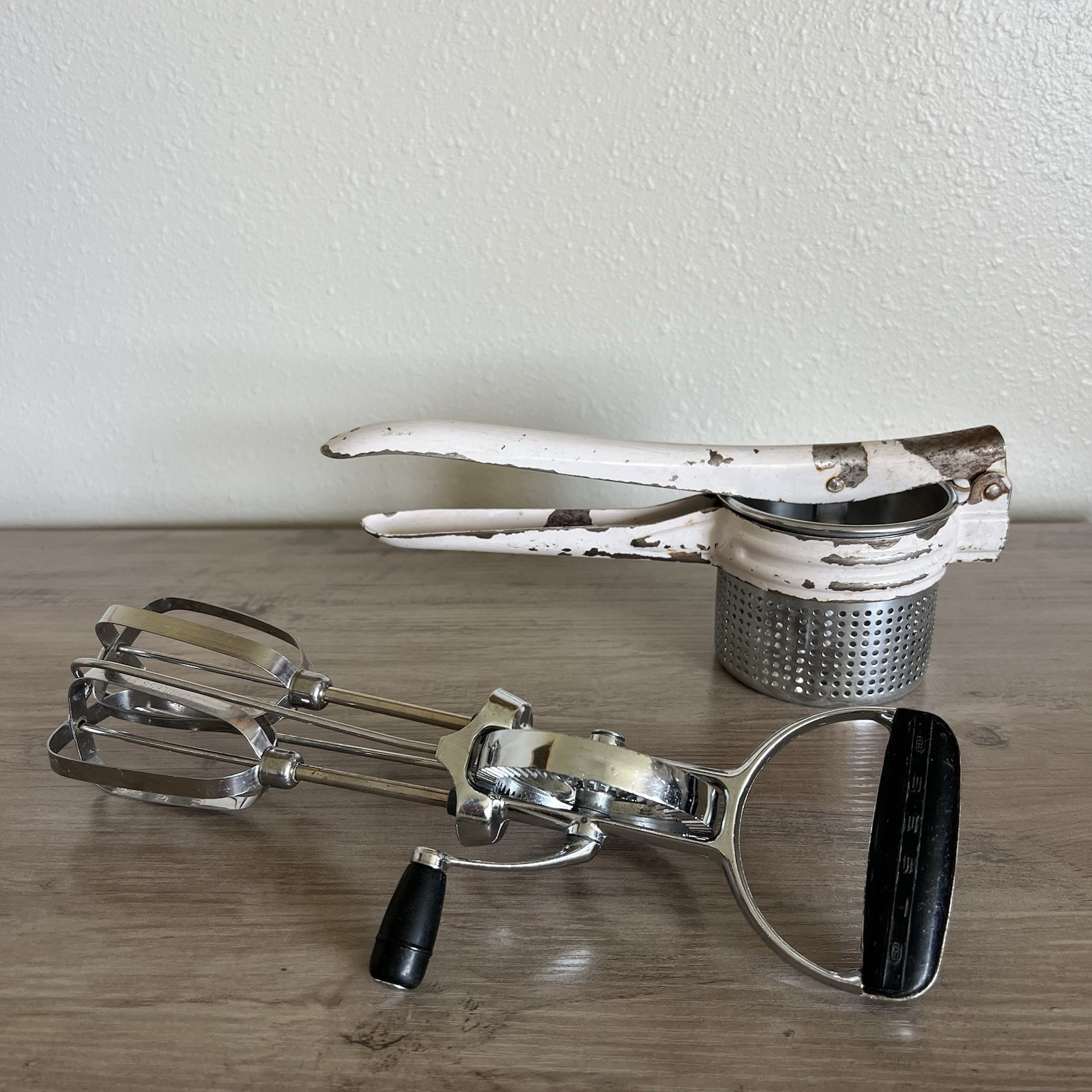Vintage Metal Potato Ricer Ekco Best Egg Beater Rustic Antique Kitchen Gadgets