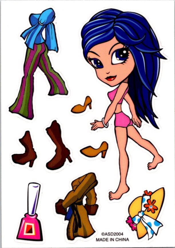 2004 ASD Bratz Vending Machine Sticker Paper Doll Style 4 1/4\