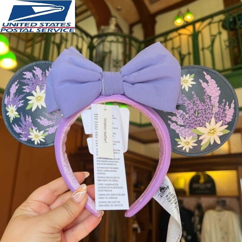 Disney Parks French Lavender Floral Spring Flower Minnie Mouse Ears Headband