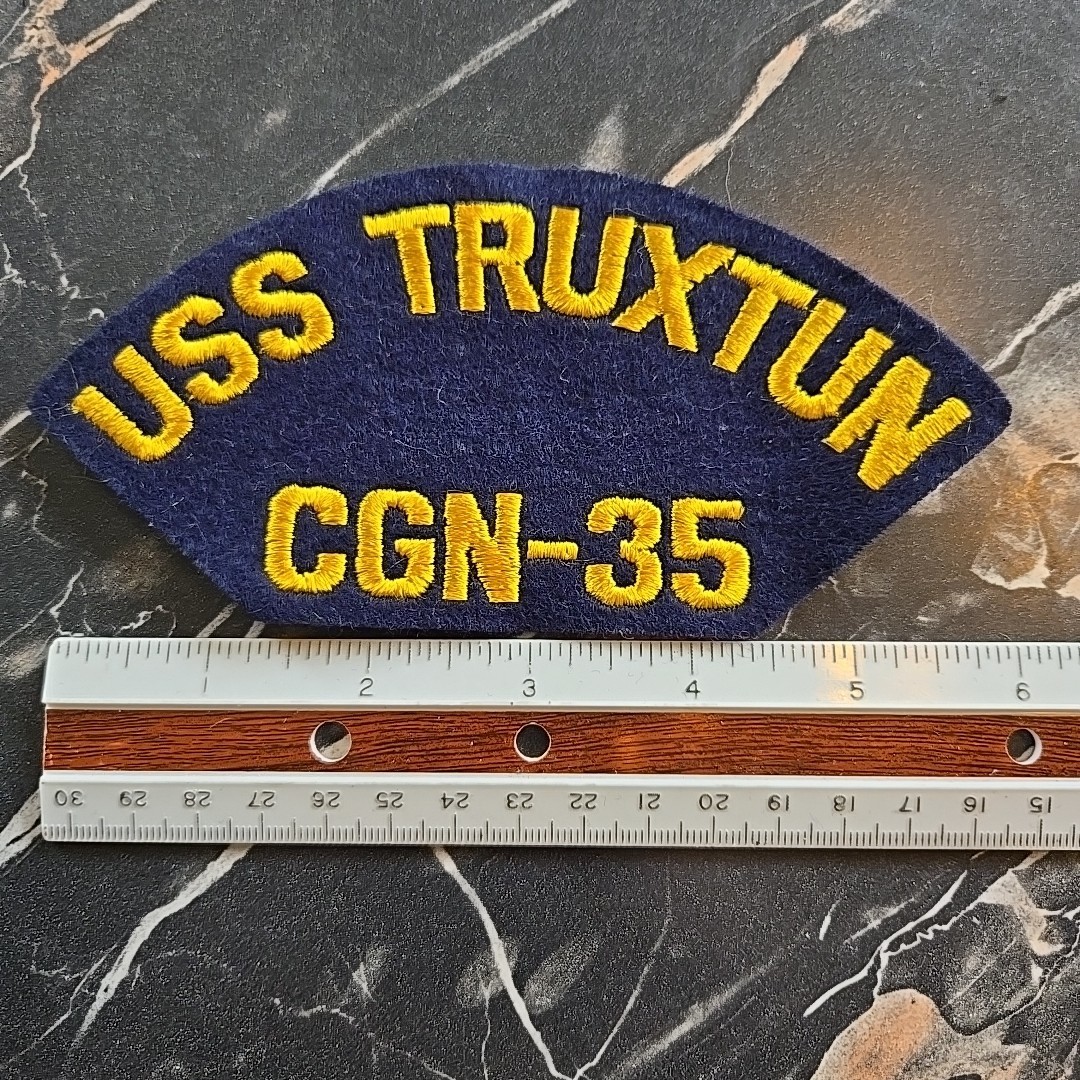 USS Truxton CGN-35 Vintage Felt BC Hat Patch NOS 6” x 3”