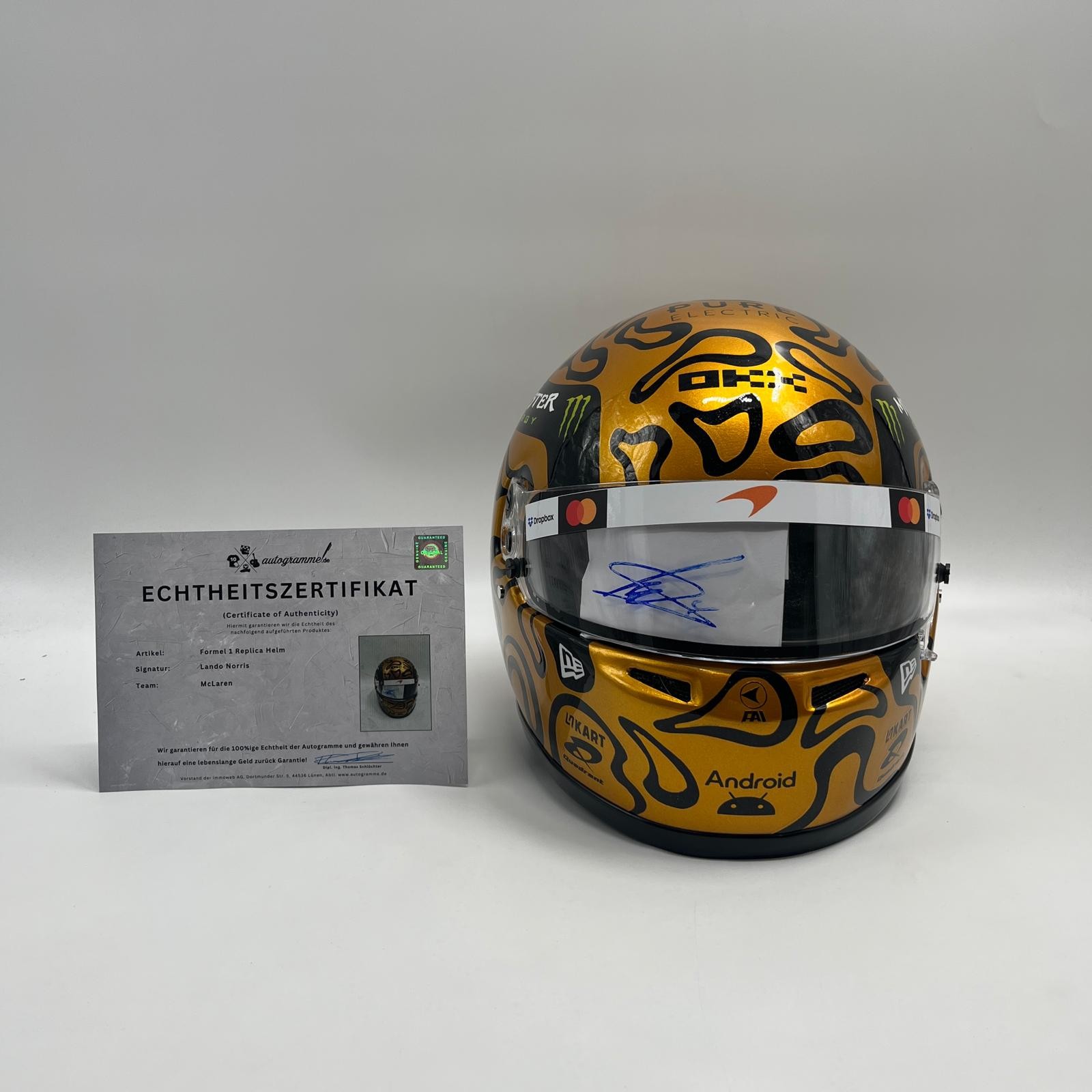 Lando Norris Formula 1 Helmet Signature & Authenticity Certificate 1:1