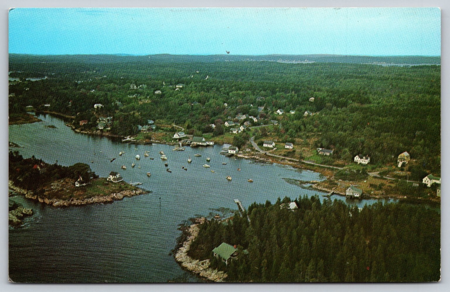 West Southport Maine Cosy Harbor Sheepscot Bay Aerial View Postcard C416