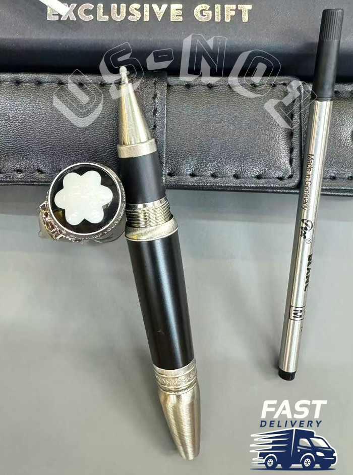 MONTBLANC Rudyard Kipling Wolf Head Limited Edition Black Silver Rollerball Fast