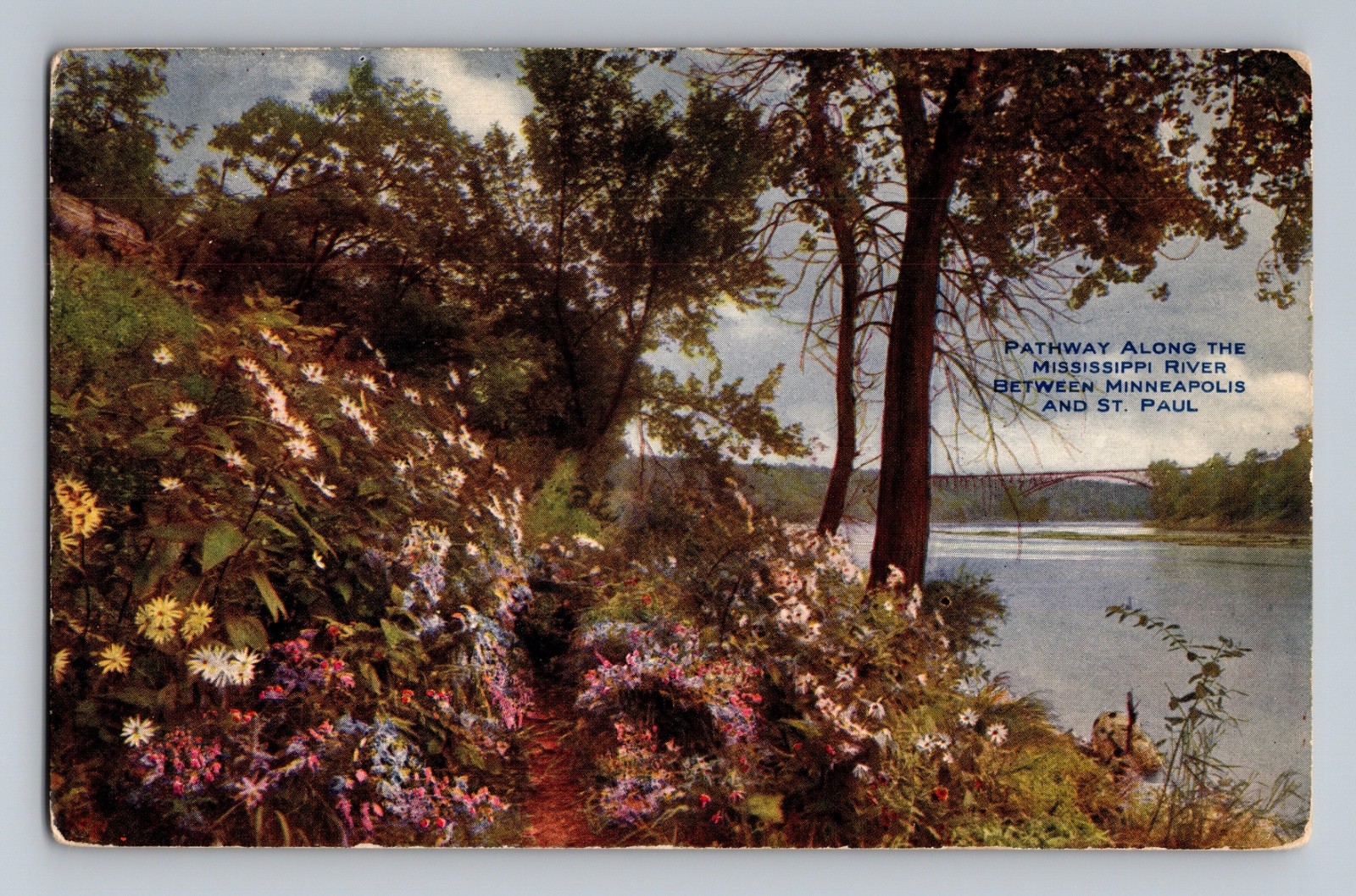 Pathway Along Mississippi River Minneapolis St. Paul Minnesota Postcard 2219 