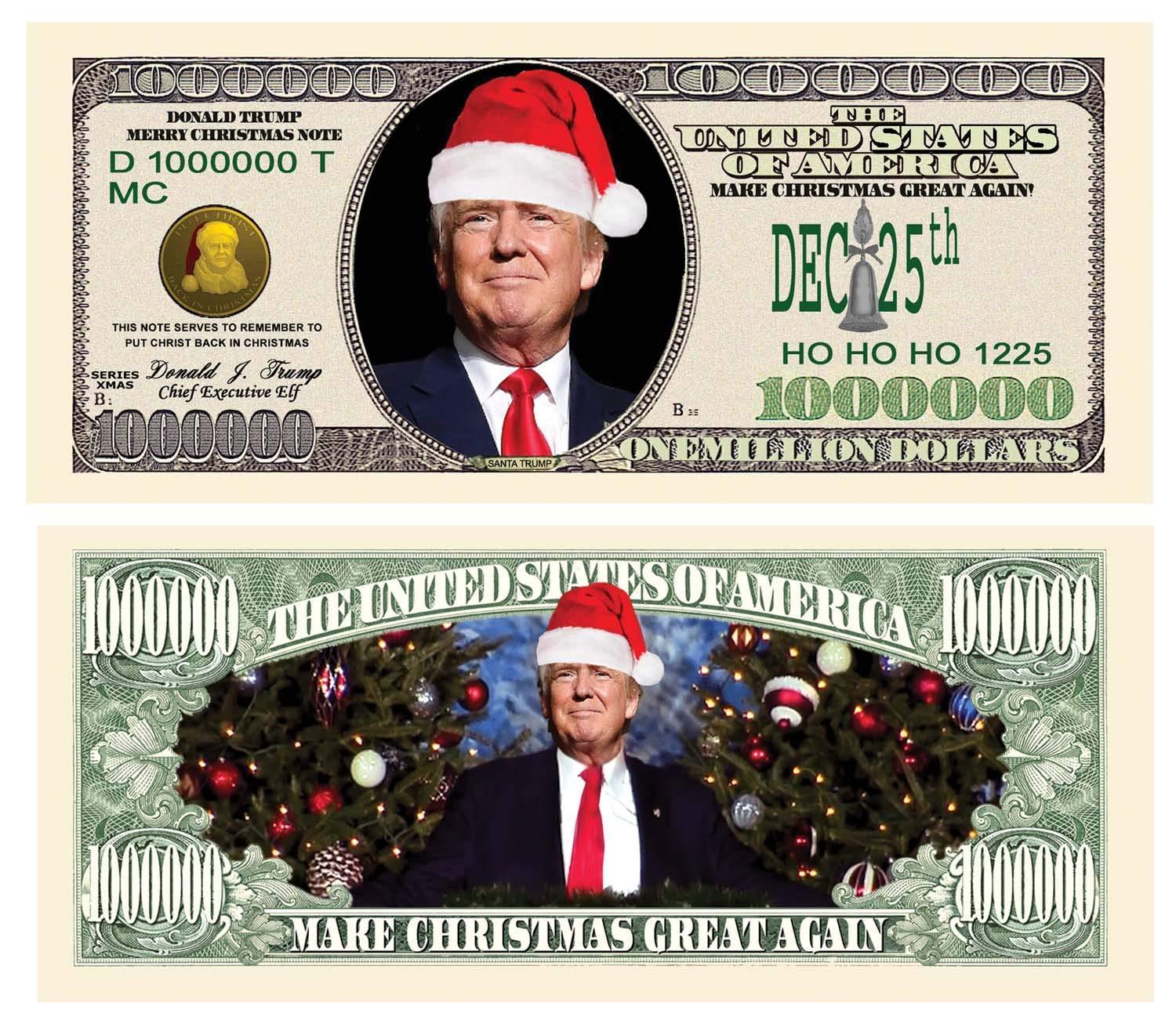 40 Pack POTUS Donald Trump Christmas Santa Presidential Novelty Dollar Bills