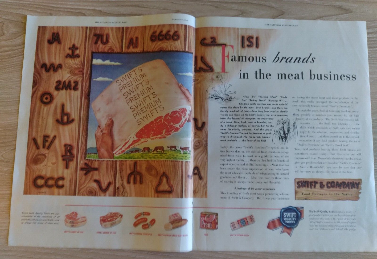 1946 Swifts  Brands of Beff Vintage Ad Meat Business 2 pages