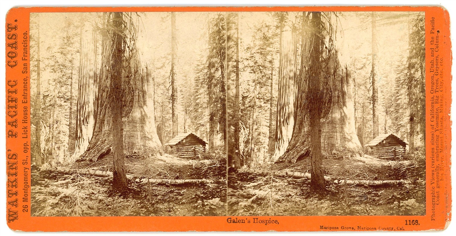 YOSEMITE STEREOVIEW - Galen\'s Hospice - C.E. Watkins 1870s