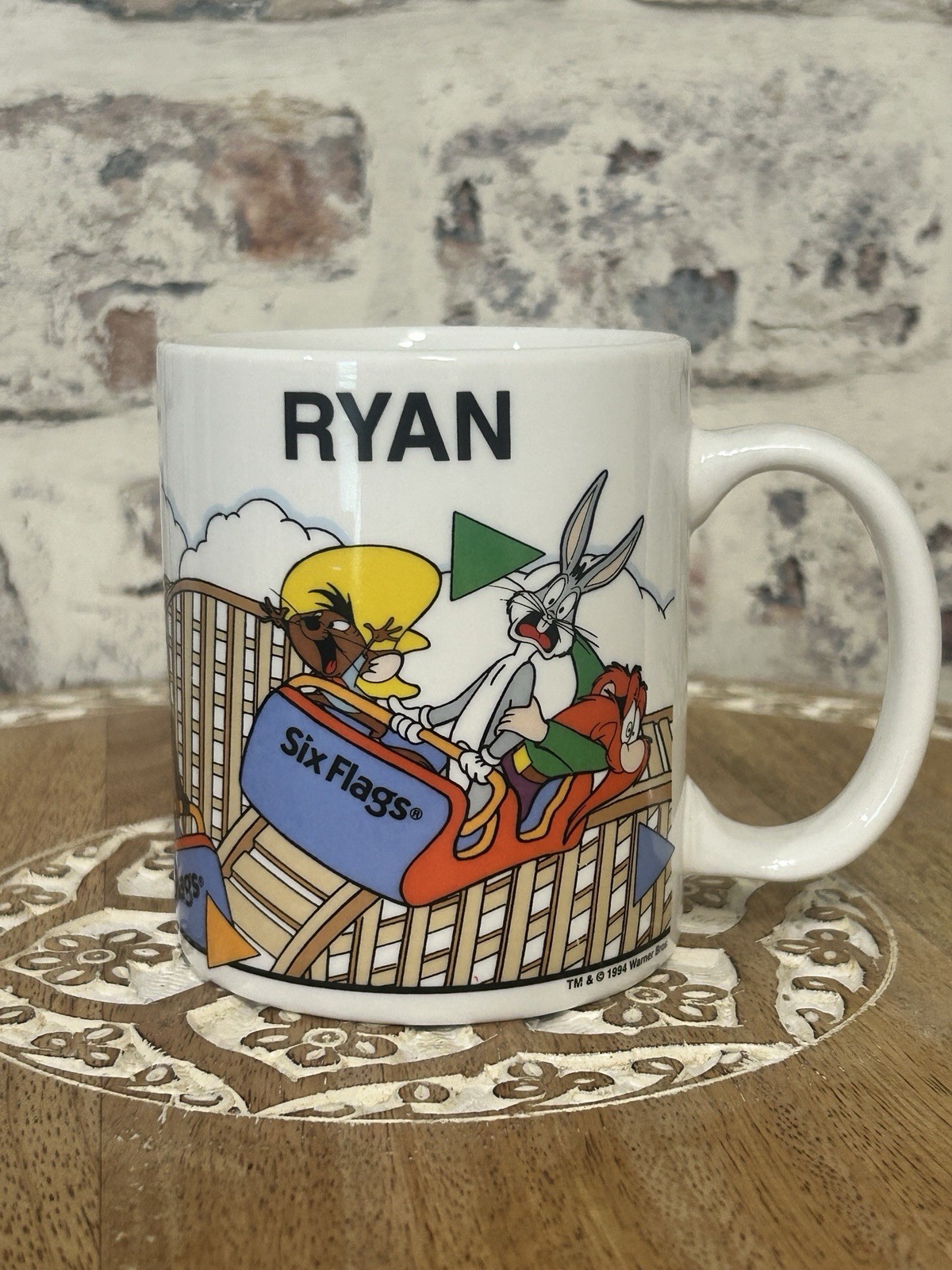 Vtg 1994 Six Flags Mug Looney Tunes Name Vtg 1994 Six Flags Mug Looney Tunes Name