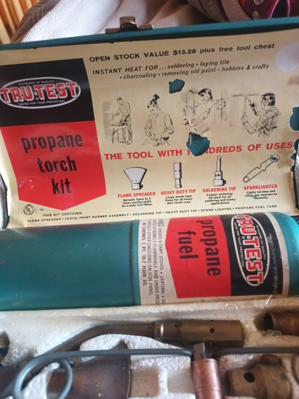 Vtg 1960s Tru-Test Propane Torch Kit Complete Metal Box True Value Hardware